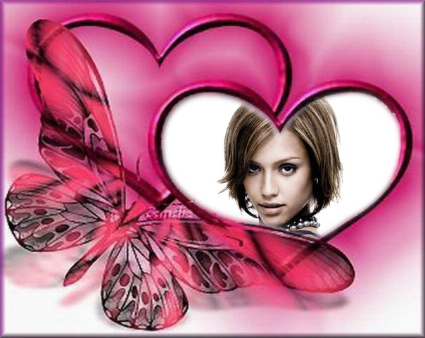 Vlinder roze hart ♥ Fotomontage