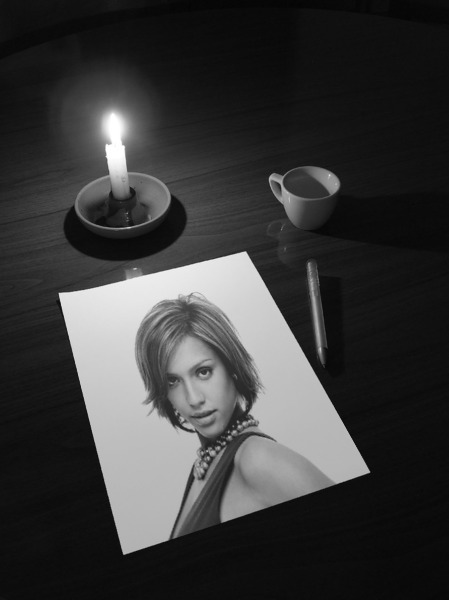 Schreibtisch-Blatt-Kerze Fotomontage