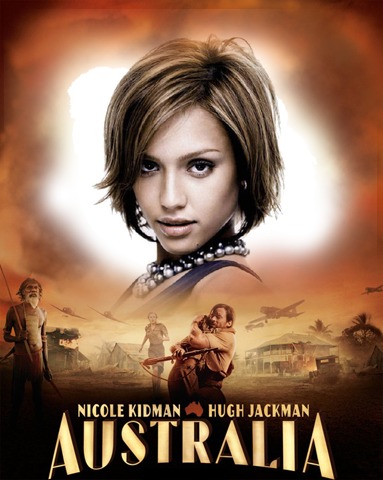 Australija Nicole Kidman Hugh Jackman filmo plakatas Fotomontažas