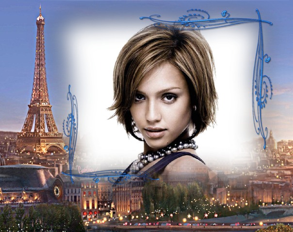 Scena paryskiej wieży Eiffla Fotomontaż