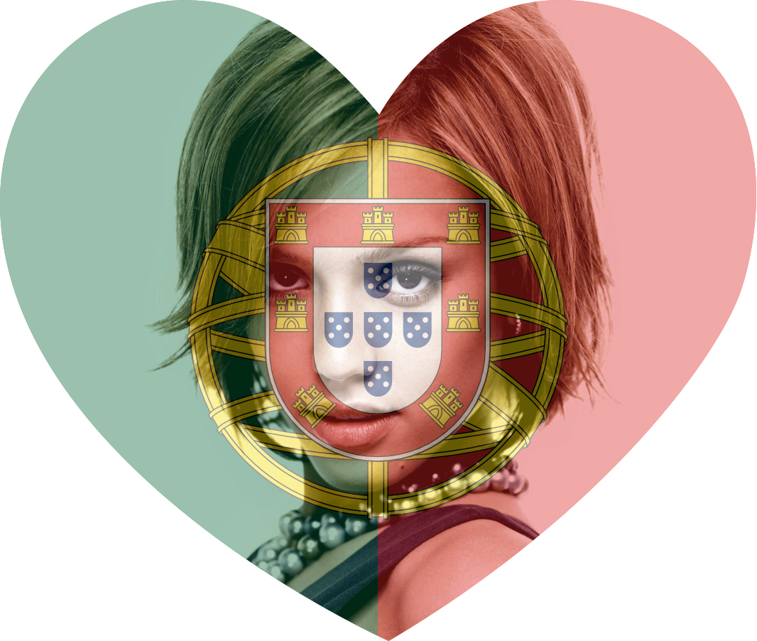 Bandera de Portugal en forma de corazón con foto personalizada Montaje fotografico