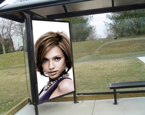 Reklame for busskur Fotomontasje