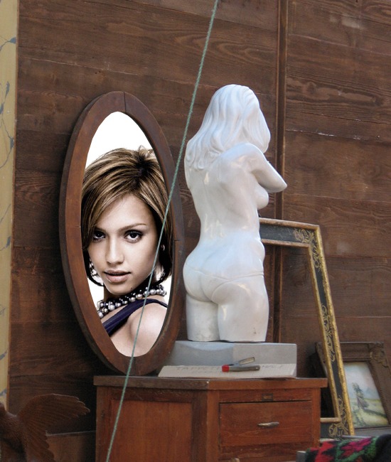 Scène Miroir Statue Montage photo