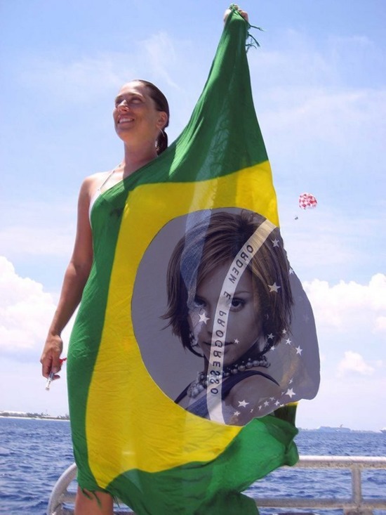 Kvinde og Brasiliens flag Fotomontage