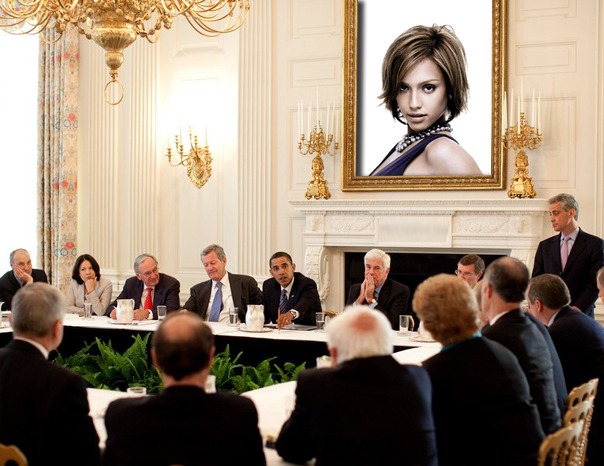 Politieke bijeenkomst Fotomontage