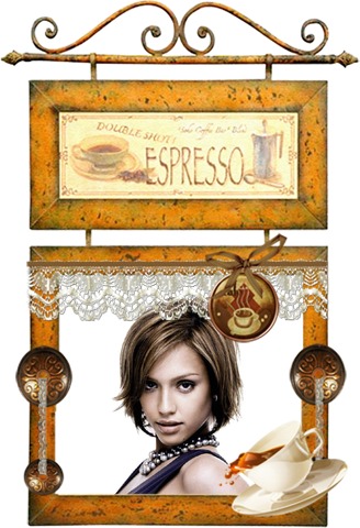Espresso Cafe Jelzőtábla Fotómontázs