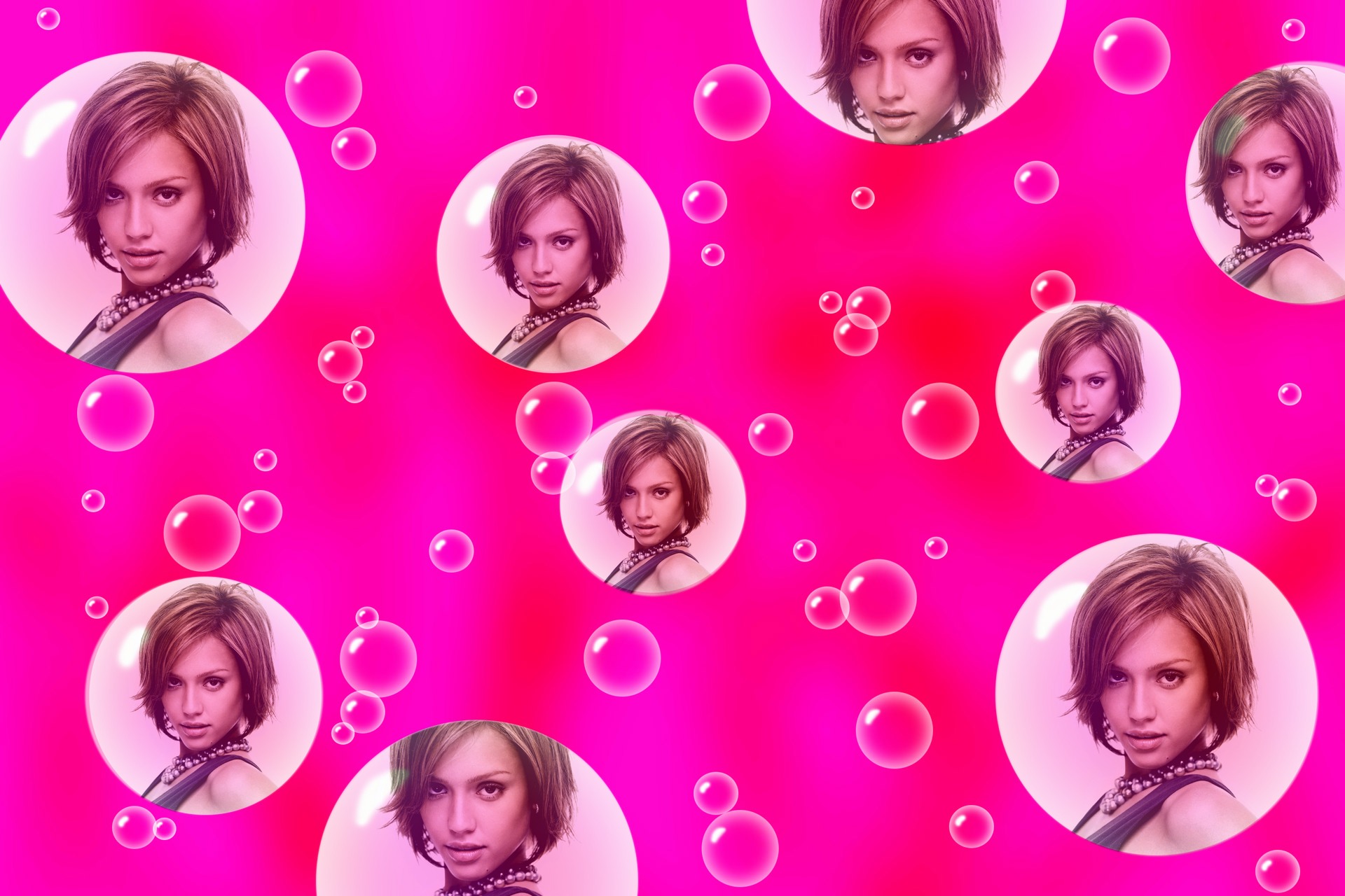 9 burbujas rosas Montaje fotografico