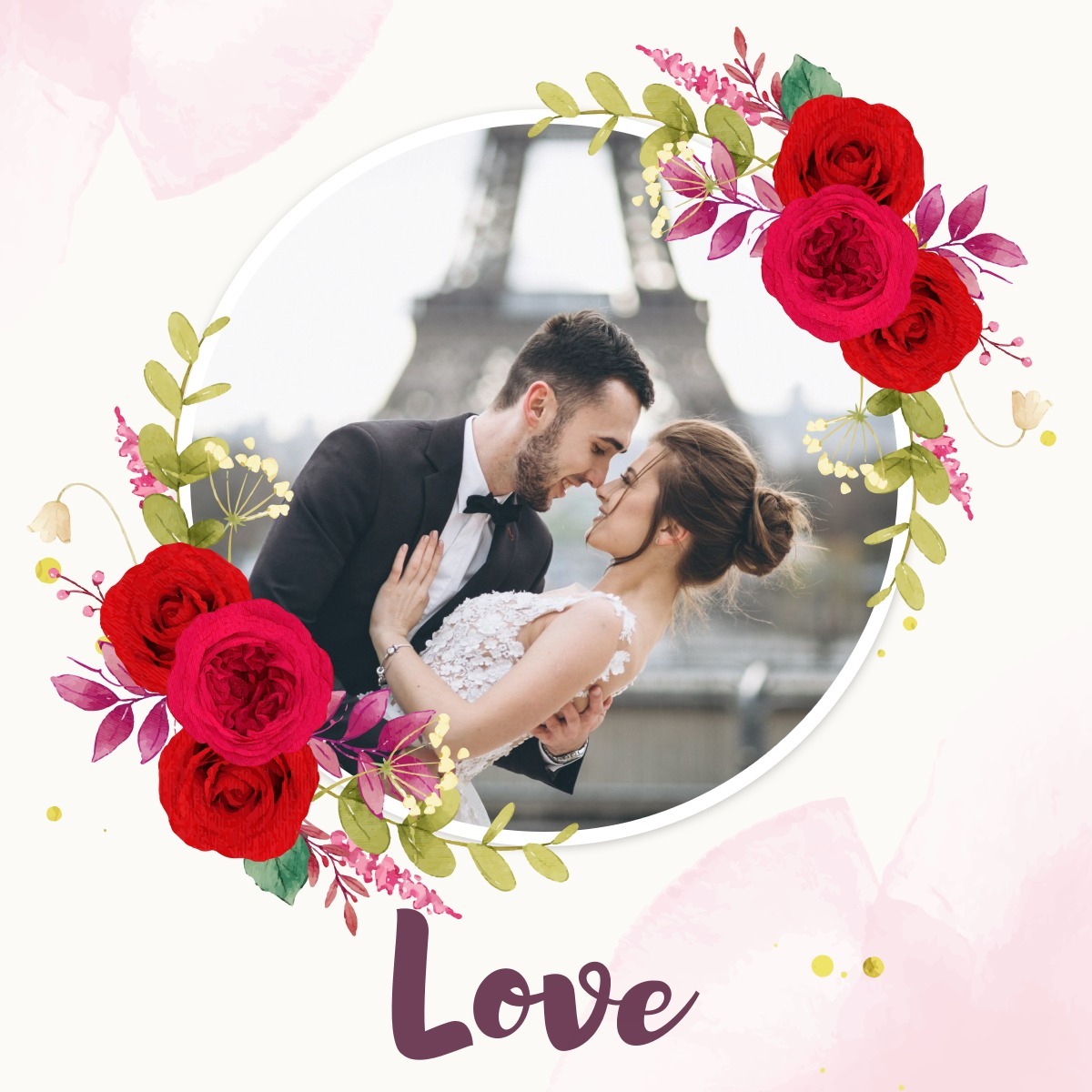 Red roses Photo frame effect