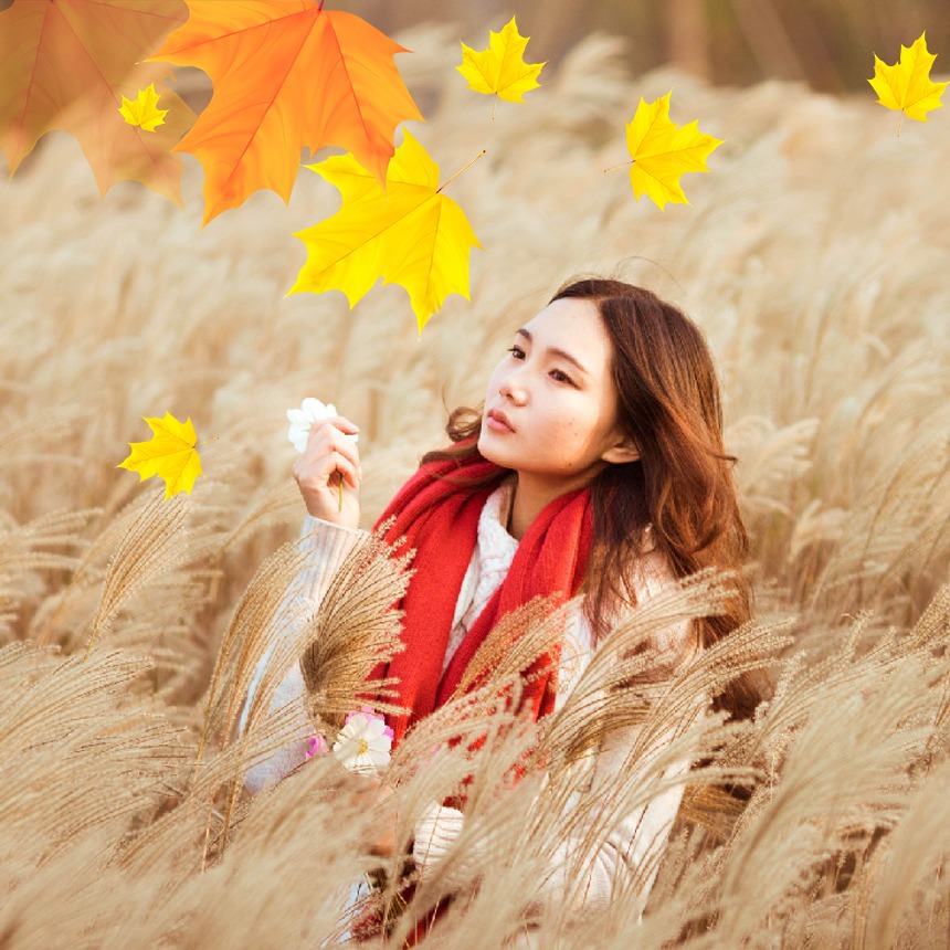 Добавьте осенние листья на свою фотографию Фотомонтаж