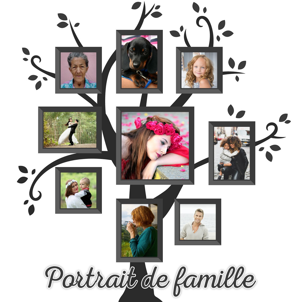Obiteljsko stablo 9 slika Fotomontaža