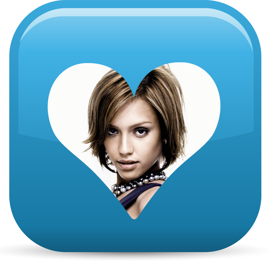Corazón ♥ Botón azul Transparente Montaje fotografico