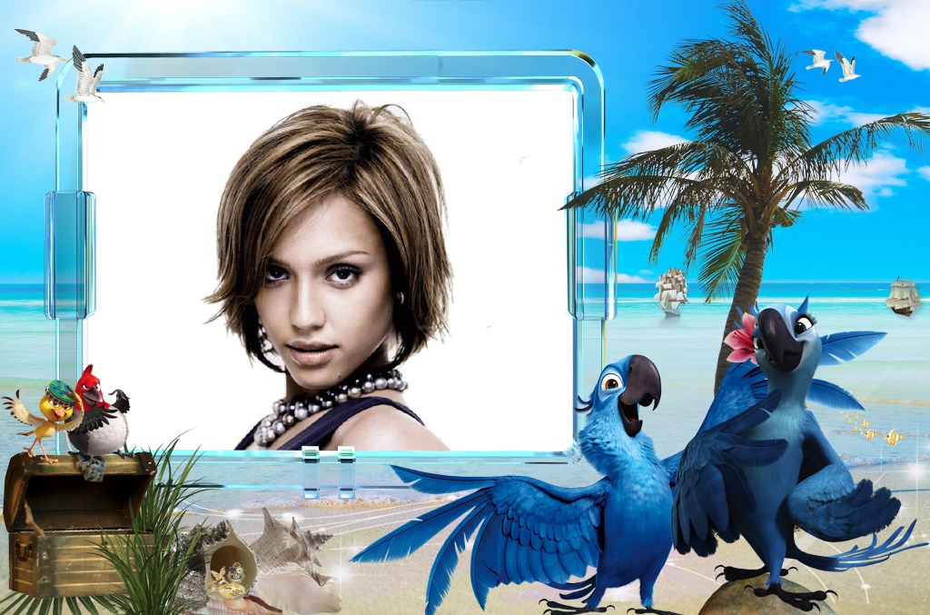 Burung Beo Pantai Rio Photomontage