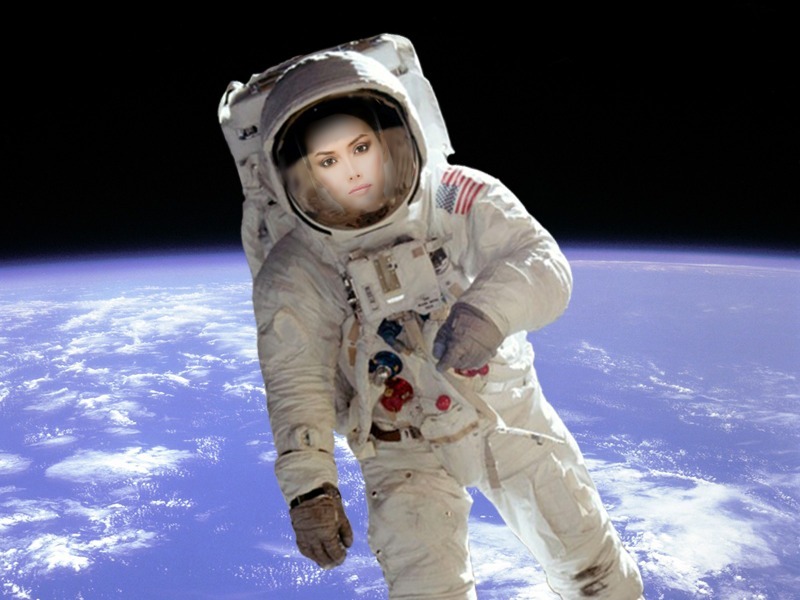 Astronautų kosmonautų erdvė Fotomontažas