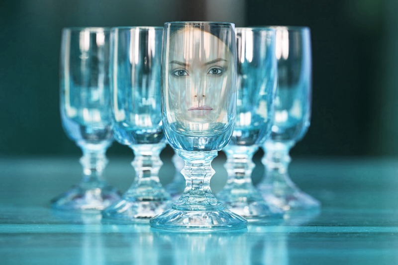 Reflexion in einem Glas Fotomontage