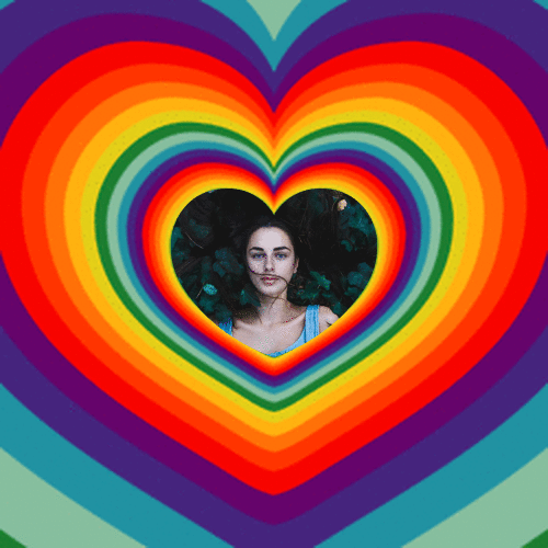 Анимированное разноцветное сердце Фотомонтаж