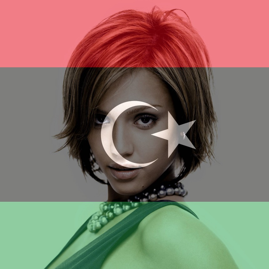 Libyens flag / Libyens, der kan tilpasses Fotomontage
