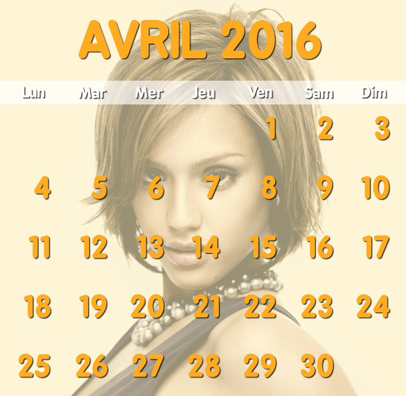 Kalendár na apríl 2016 s prispôsobiteľnou fotografiou na pozadí Fotomontáž