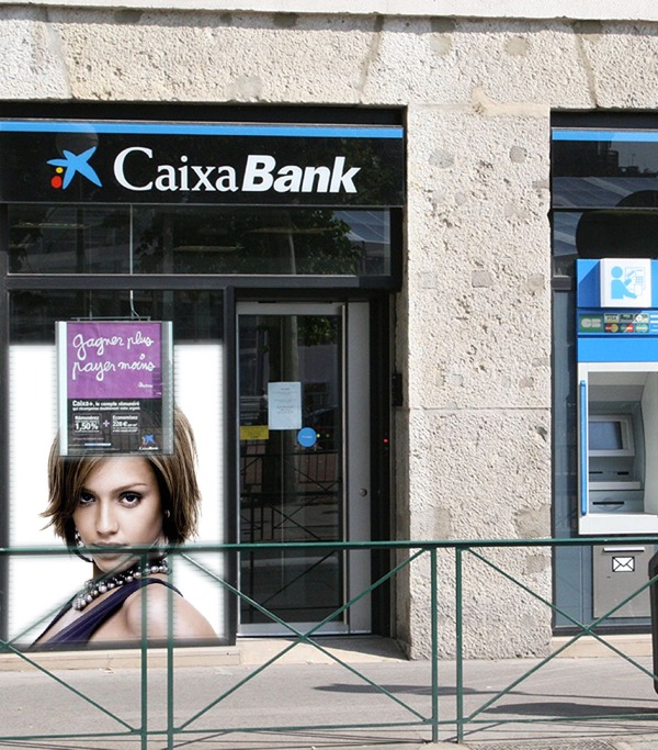 Szene Werbeplakat Bank Fotomontage