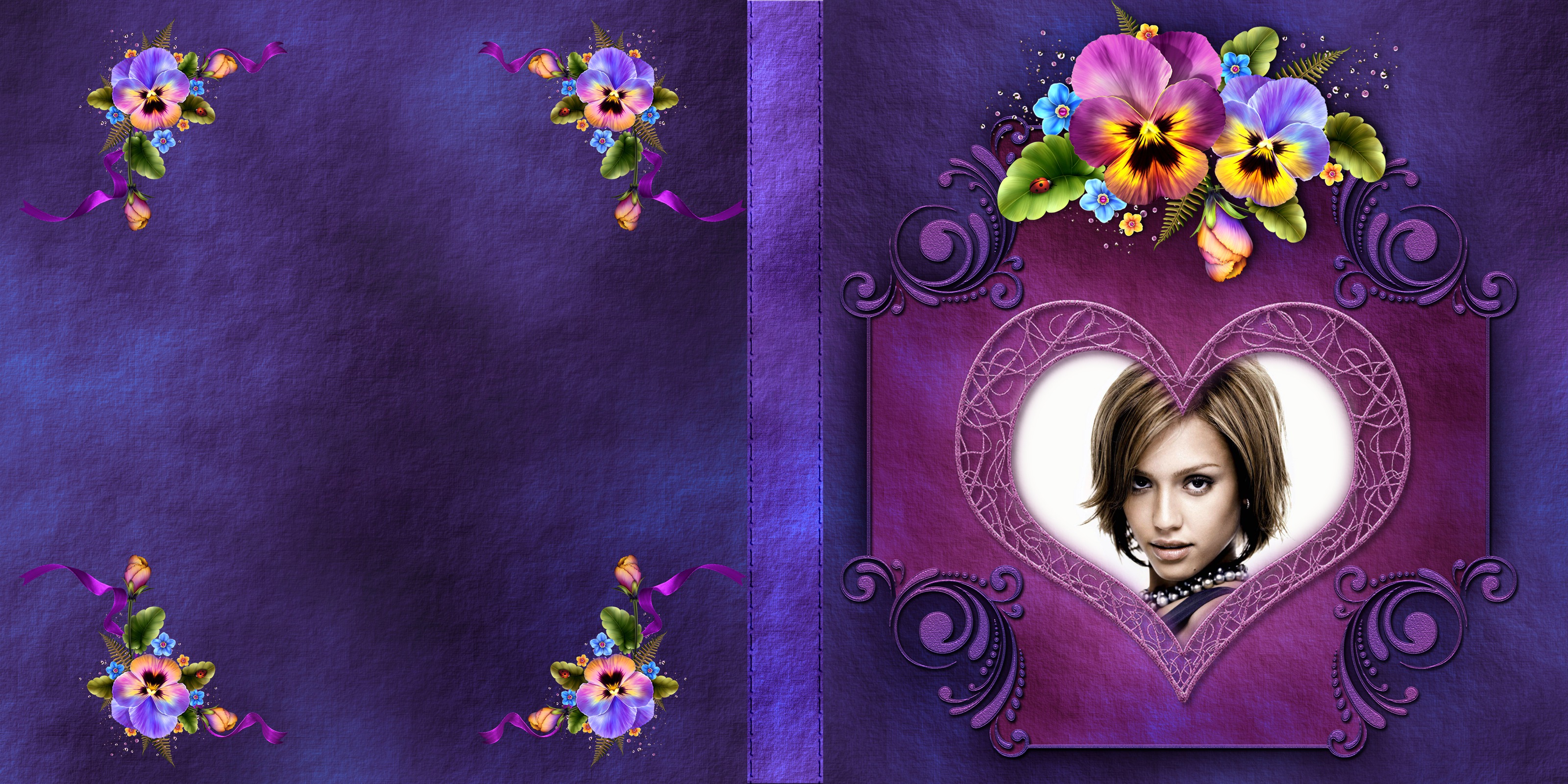 Sampul buku ungu dengan bunga #1 Photomontage