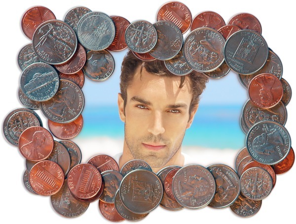 Dollar-Cent-Münzen Fotomontage