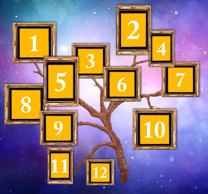 Family tree with 12 pictures Photo frame effect