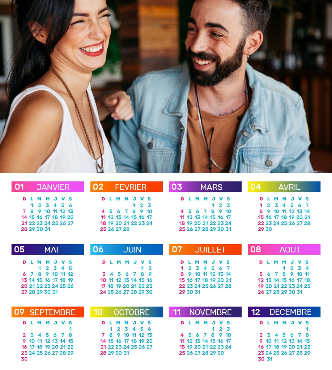 Kalendárny rok 2018 s prispôsobiteľnou fotografiou Fotomontáž