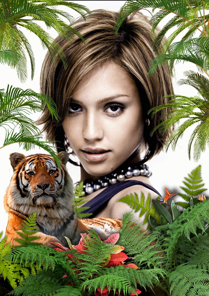 Tiger v džungli Fotomontáž
