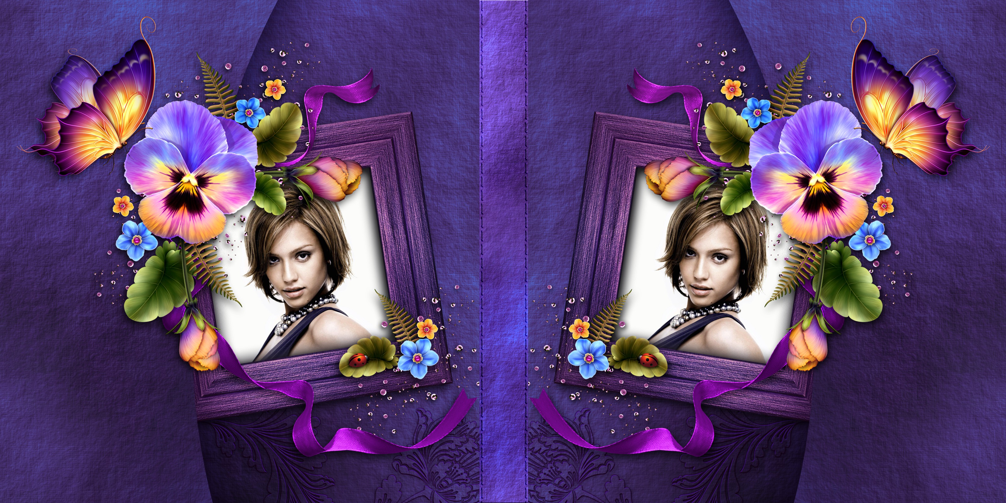 Copertina di libro viola con fiori #2 Fotomontaggio