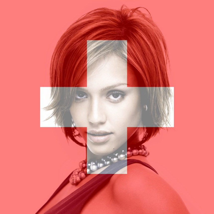 Bendera Swiss yang dapat disesuaikan Photomontage