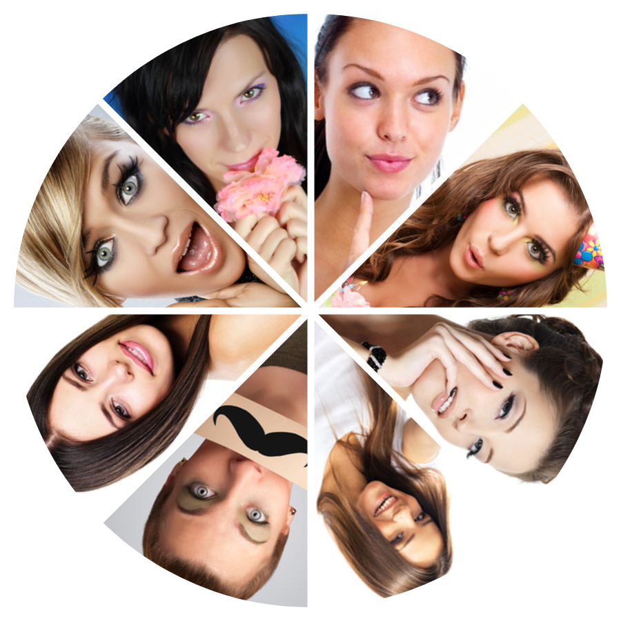 8 pictures Pie chart Photo frame effect