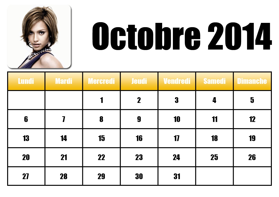 Calendario ottobre 2014 in francese Fotomontaggio