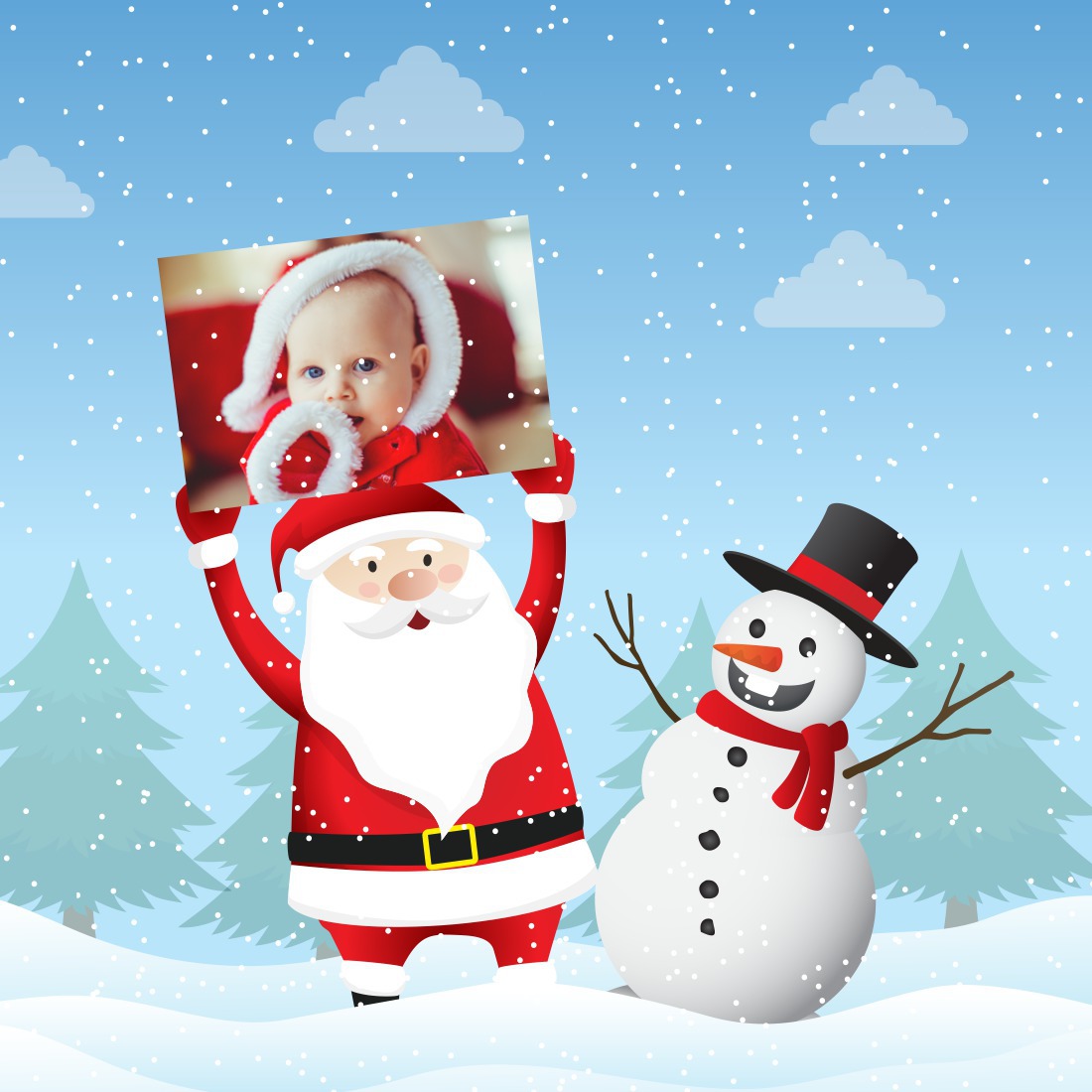 Santa Claus a sněhulák Fotomontáž