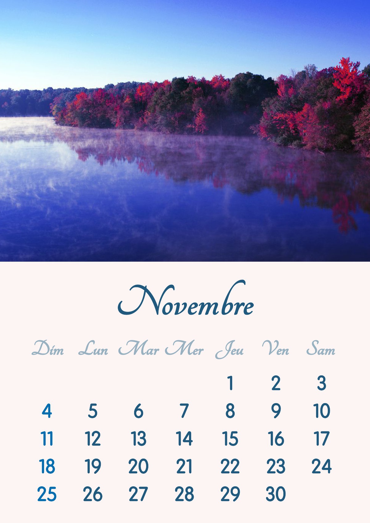 2018 m. lapkričio mėnesio kalendorius spausdinamas A4 formatu Fotomontažas