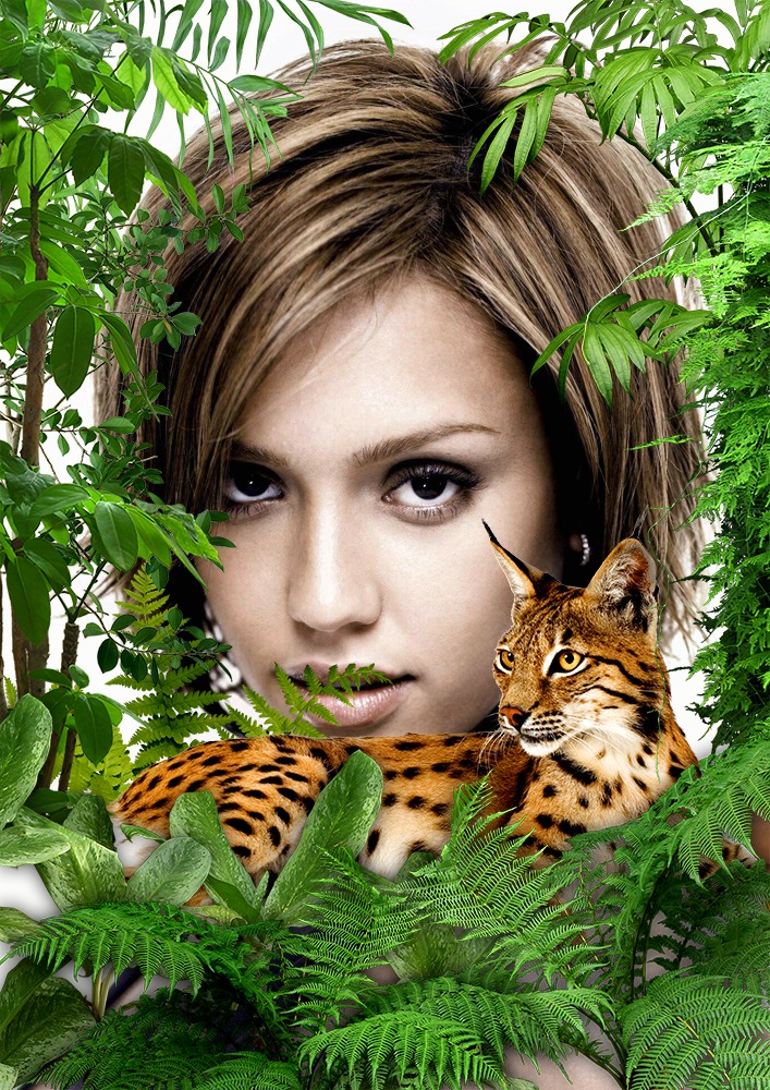 Luchs im Dschungel Fotomontage