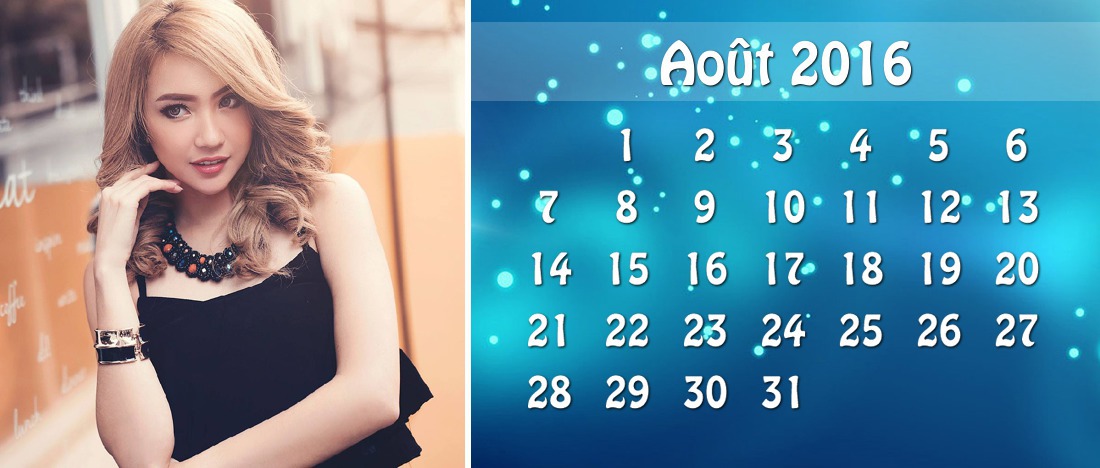 Stilizuotas 2016 m. rugpjūčio mėnesio kalendorius su pritaikyta nuotrauka Fotomontažas