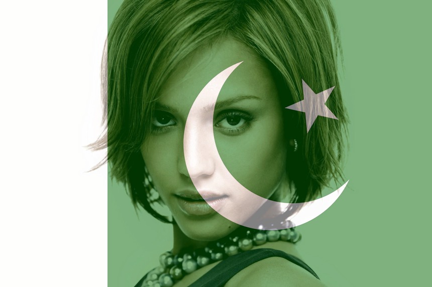 Pakistans flag / Pakistansk, der kan tilpasses Fotomontage