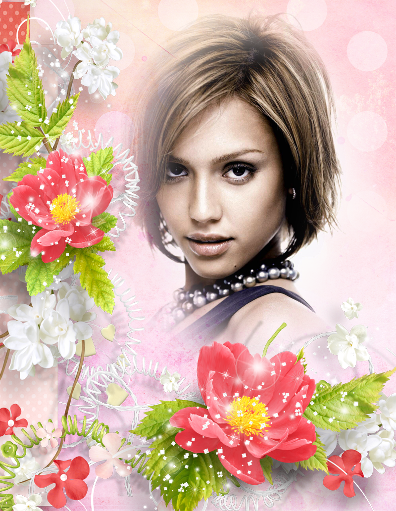 Valentinstag rosa Blumen Fotomontage