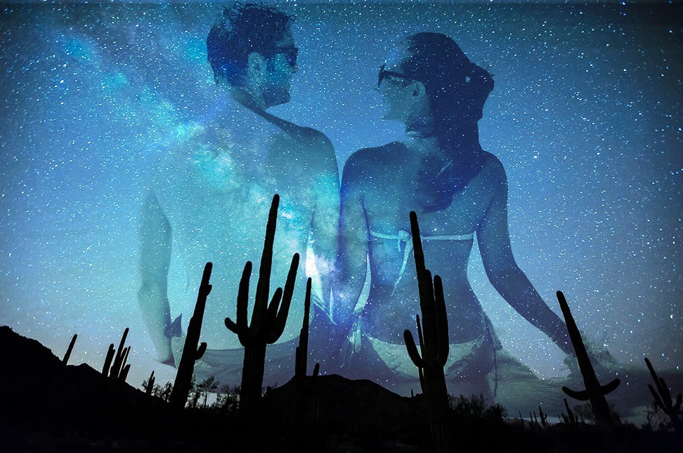 En nat i ørkenen Fotomontage
