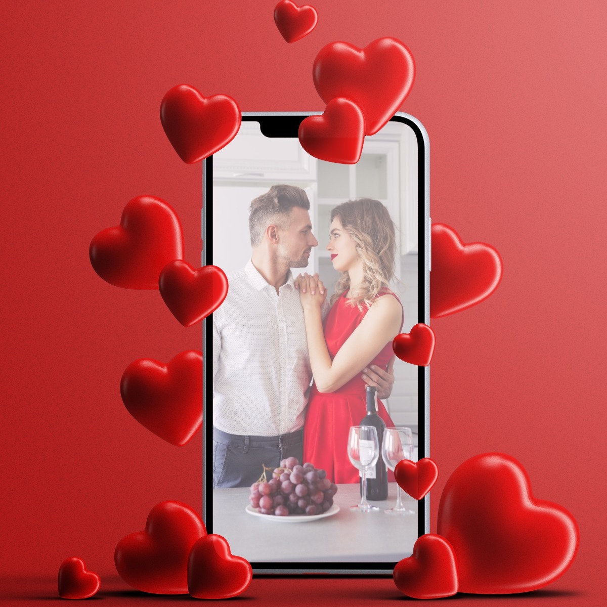 Smartfón na Valentína Fotomontáž
