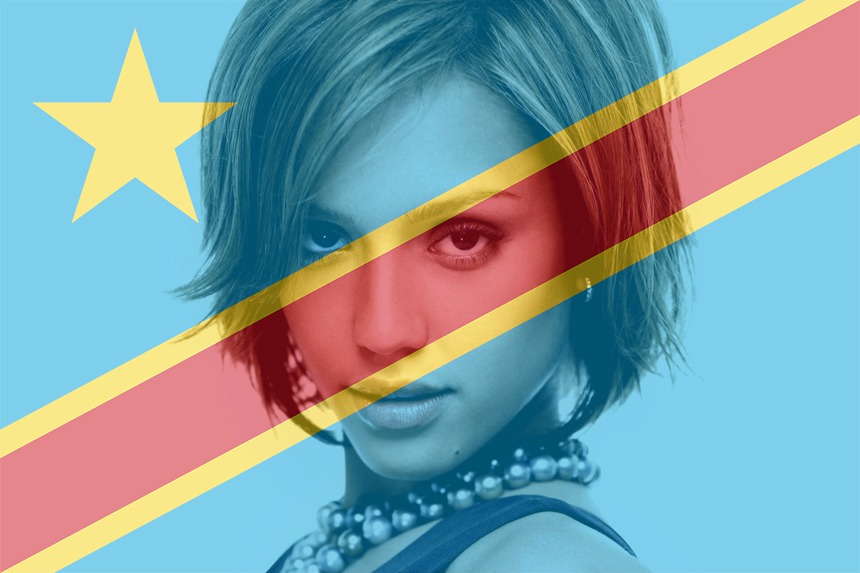 Den demokratiske republikken Kongo flagg Fotomontasje