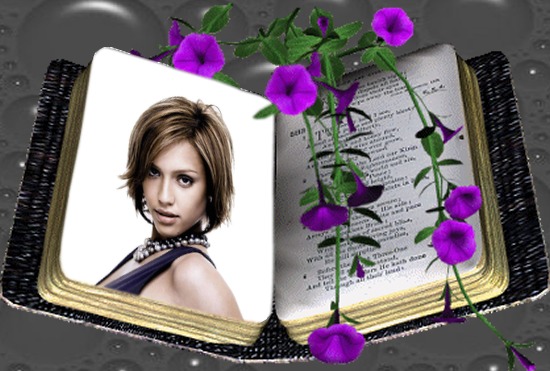 Paarse Bloemenboekscène Fotomontage