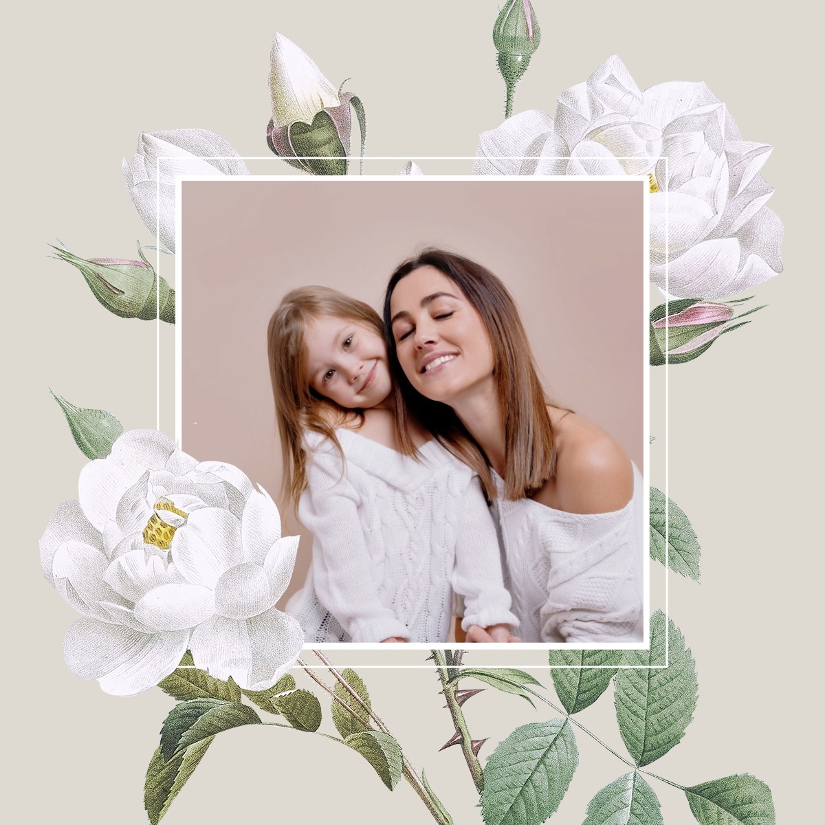 Weiße Rosen Fotomontage
