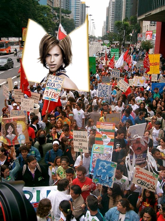 Плакат с демонстрацией сцены Забастовка Фотомонтаж