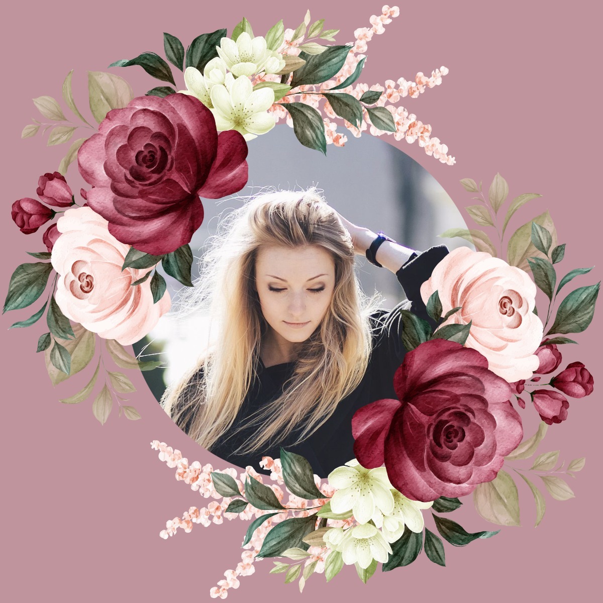 Mawar merah muda Photomontage