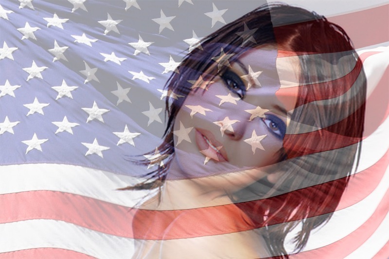 Amerikaanse / Amerikaanse / VS / Verenigde Staten vlag in transparantie Fotomontage