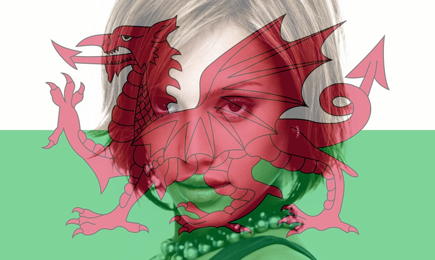 Mukautettava Walesin lippu Valokuvamontaasi