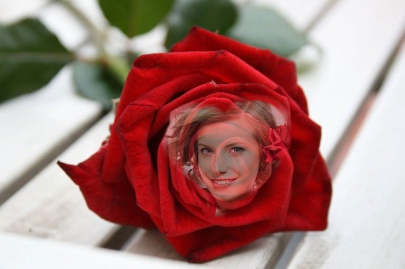 ♥ сърце в червена роза Фотомонтаж