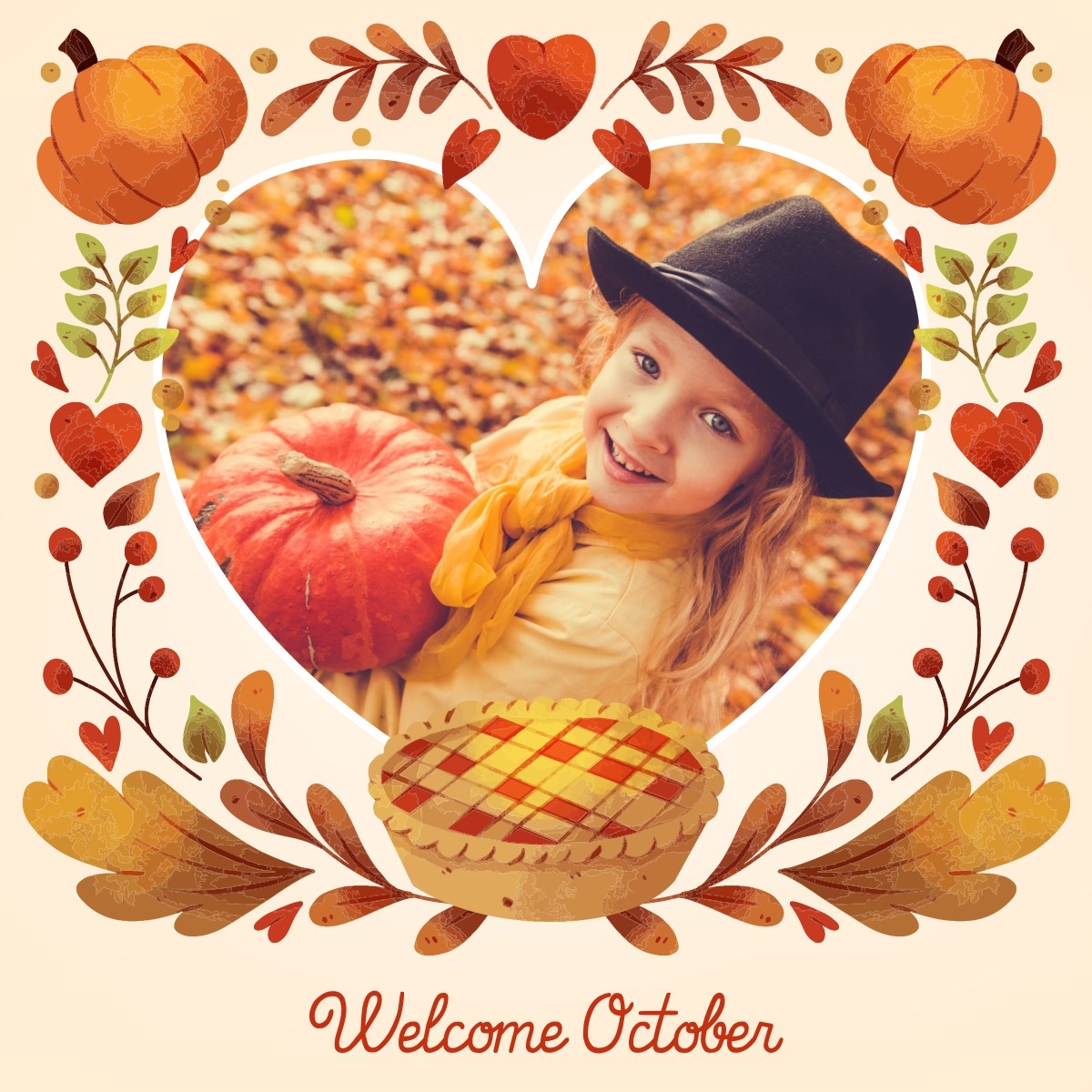 Welcome october Photo frame effect