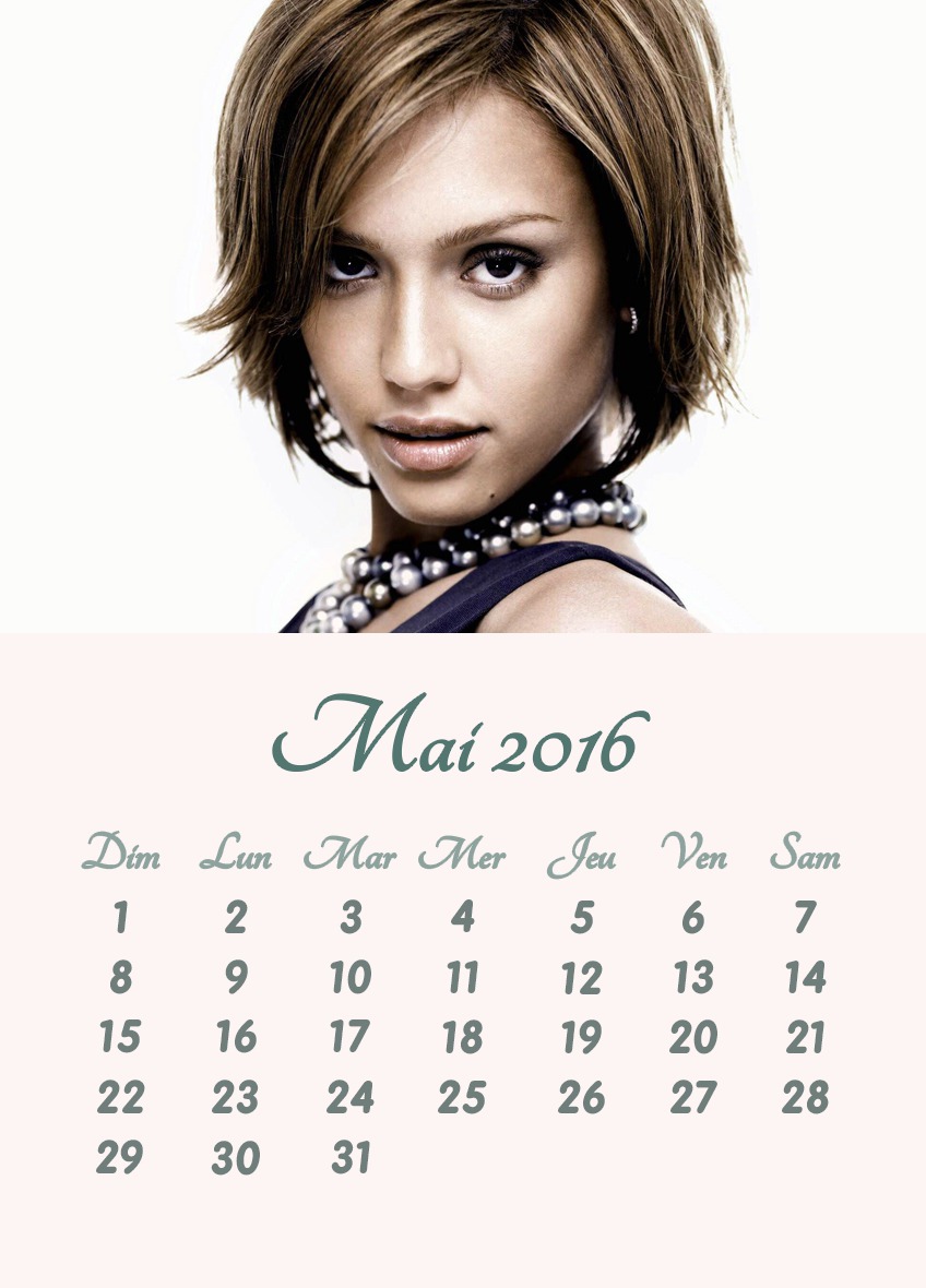 May 2016 calendar with personal picture Photo frame effect