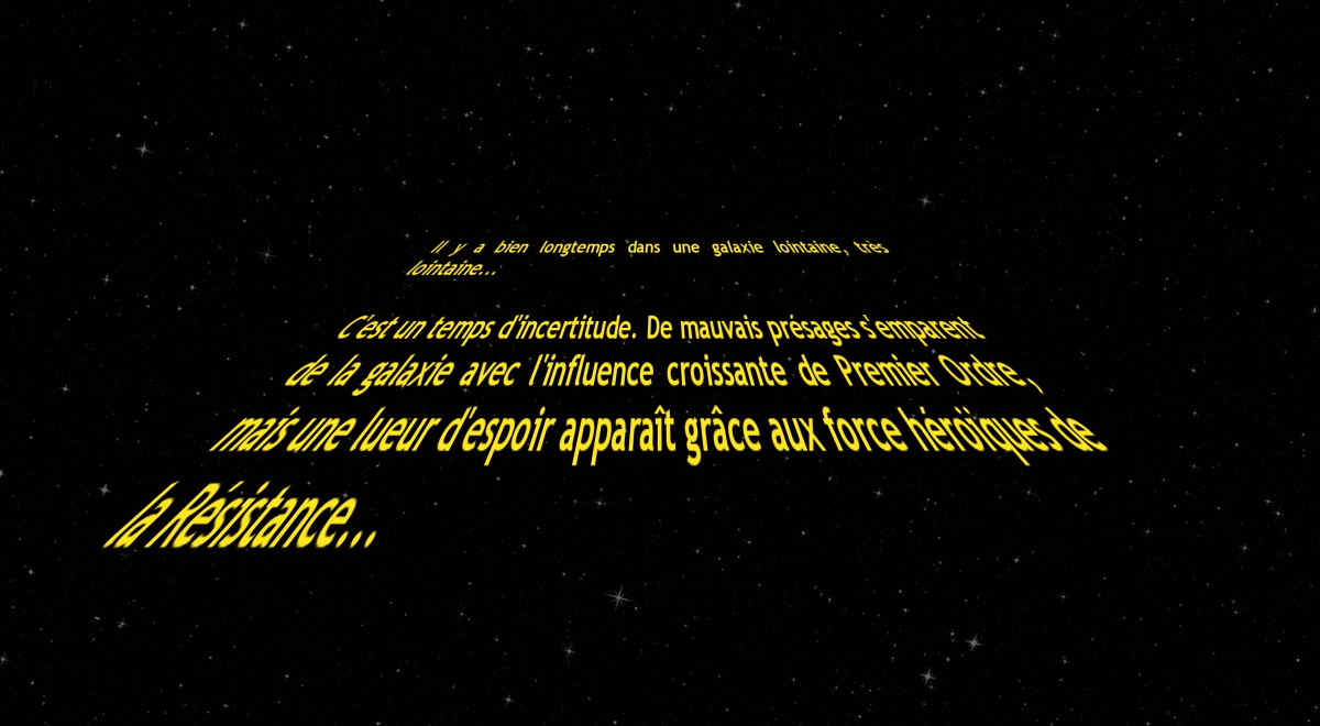 Texte en perspective style Star Wars La Guerre des Étoiles personnalisable Montage photo